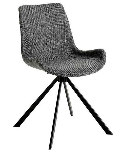 Angel Cerda Chaise Pivotante Tissu Gris Et Pieds Acier Noir Ella