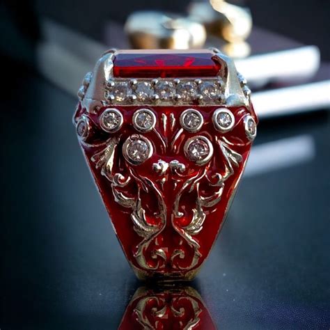 Faceted Red Garnet Ring Handmade Red Stone Ring Unique Design Garnet
