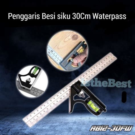 Jual Penggaris Besi Sudut Penggaris Besi Siku Meter WATERPASS 30Cm