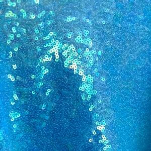 Baby Blue Iridescent Full Sequins On Mesh Fabric Powder Blue