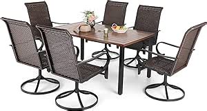 Amazon MIXPATIO 7 Piece Outdoor Dining Set 6 Rattan Swivel Chairs