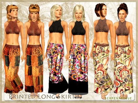 The Sims Resource Printed Long Skirts