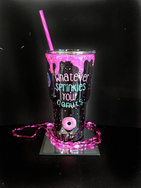 Friendship gifts Pink donut Best friends Customized tumblers drip cup Drip tumbler Donut tumbler ...