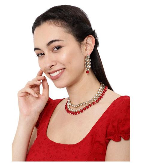 Zaveri Pearls Zinc Golden Choker Traditional 22kt Gold Plated Necklaces