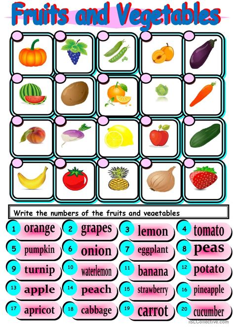 Fruits And Vegetables English Esl Worksheets Pdf Doc