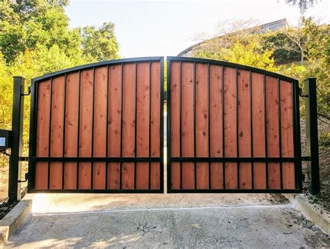 Wooden Driveway Gate Kit Arched, Wrought Iron, Single Pickets, Ironwood Standardgates Custom ...