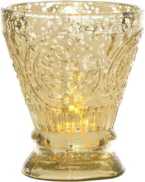 Luna Bazaar Vintage Mercury Glass Candle Holders 3 Inch