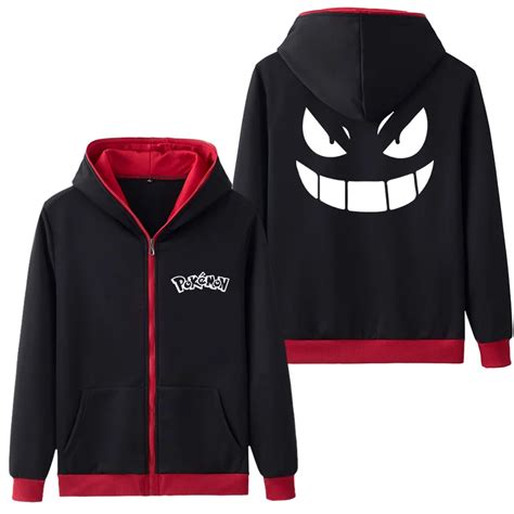 Pokemon Gengar Hooded Adults Men S Anime Hoodie Zipper Hoodies And Sweatshirts Coat Outer Wear