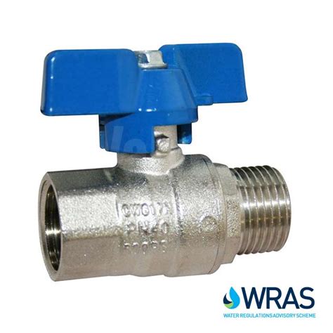 WRAS Approved Male X Female Brass Ball Valve Blue Butterfly Lever