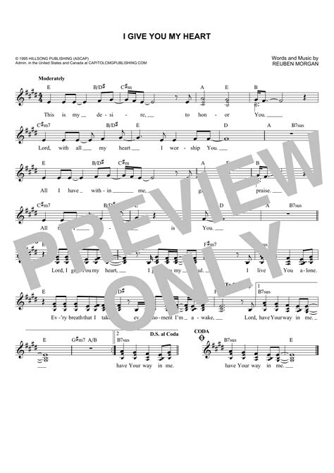 I Give You My Heart By Hillsong Worship Sheet Music For Lead Sheet Fake Book At Sheet Music Direct