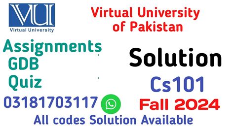 Cs Assignment Solutions Fall Vu Assignment Solutions