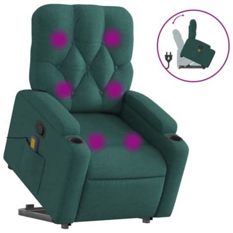 Vidaxl Stand Up Massage Recliner Chair Dark Green Fabric 29 1 X34 1 X36 8 Kroger