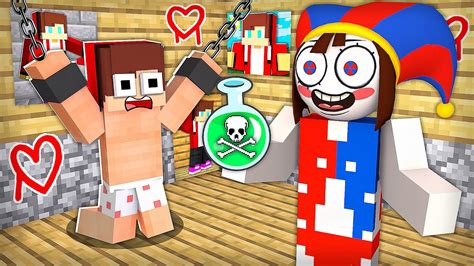 Tied Jj And Mikey Vs Crazy Pomni In Minecraft Challenge Maizen Youtube