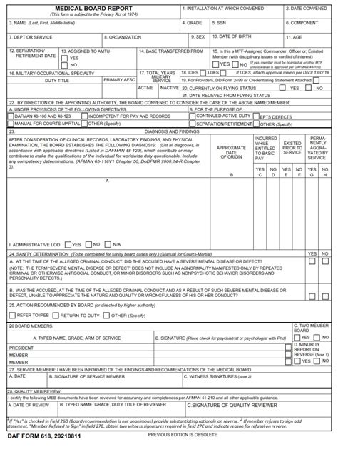 Daf Form 618 Medical Board Report Af Forms