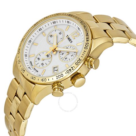 Timex Ameritus Chronograph White Dial Gold Tone Ladies Watch T2p058