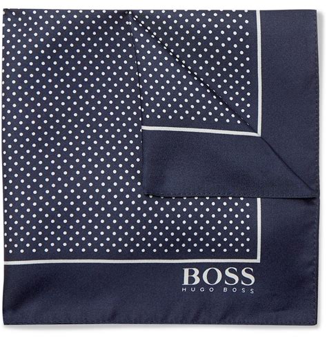 Hugo Boss Pin Dot Silk Twill Pocket Square Blue Hugo Boss