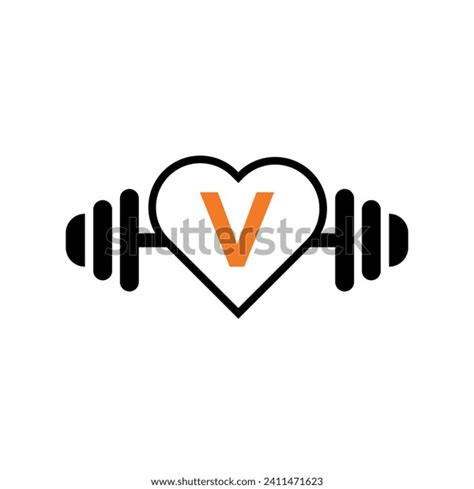 Love Fitness Logo Combine Letter V Stock Vector Royalty Free