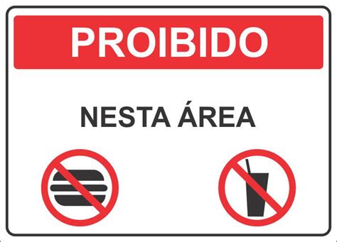 Placa Proibido Comer ou Beber Nesta Área RIOPLACAS