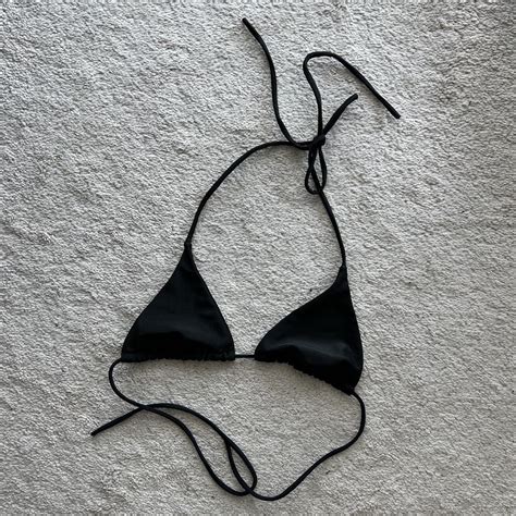 Vintage Black String Bikini Top Size Small Perfect Depop