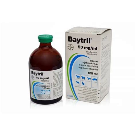 Baytril 5 Enrofloxacin 50mg 100ml ไบทรล 5 เอนโรฟลอกซาซน 50 มก