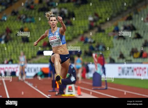 Hanna Minenko participating in the long jump of the European Athletics ...
