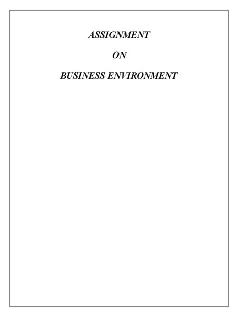 Assignment Business Environment Pdf Economic System Employment