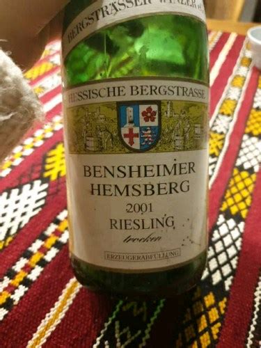 Bergstr Sser Winzer Bensheimer Hemsberg Riesling Trocken Vivino Us