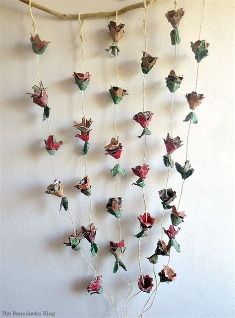 How To Make Easy Fall Flowers Using Egg Cartons Hanging Flower Wall