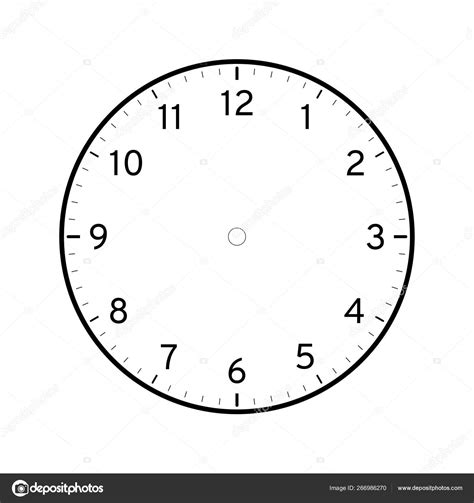 Empty Printable Clock Face Template Isolated White Background Stock