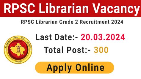 Rpsc Librarian Grade Vacancy Online Application Form