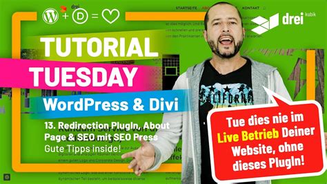 WordPress Divi Tutorial 2022 Deutsch 13 Redirection Plugin Von John