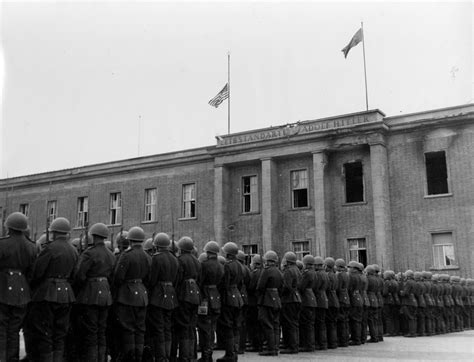 U S Flag Raised Over Adolph Hitler Barracks In Berlin Harry S Truman