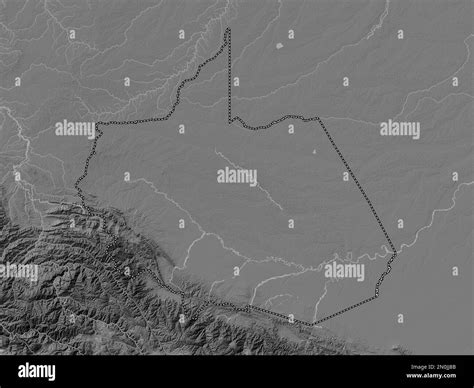 Madre De Dios Region Of Peru Bilevel Elevation Map With Lakes And