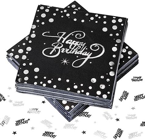 40 Pièces Serviettes Happy Birthday Serviette Anniversaire Argent