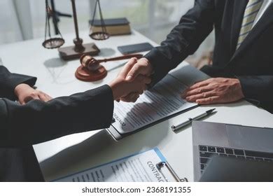 Lawyers Shake Hands Business People Seal Stock Photo 2368191355