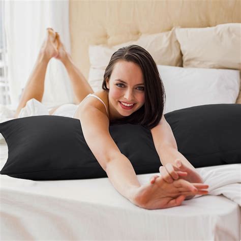 Unique Bargains 20x72 Inch Cotton Body Pillow Cover Super Soft Black