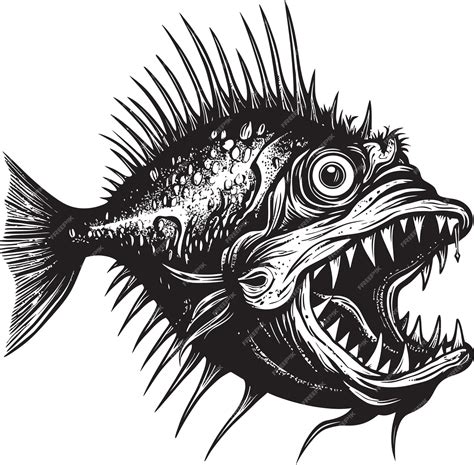 Premium Vector Malevolent Motion Angular Creature Fish Iconic Emblem