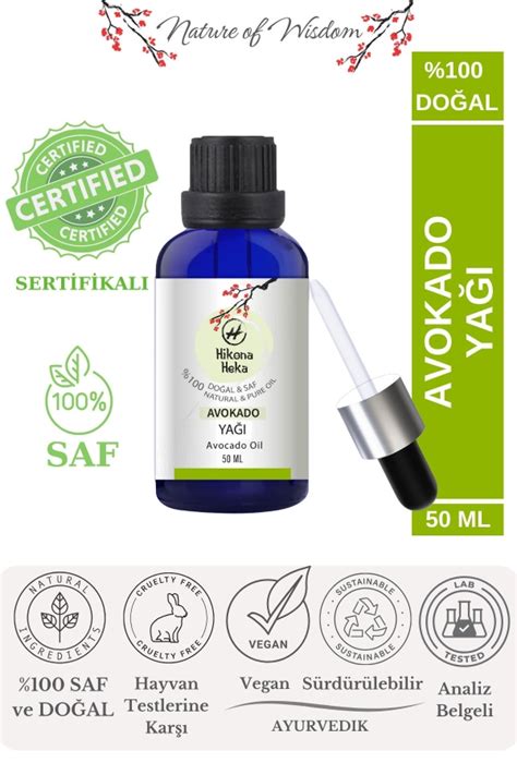 100 Doğal Avokado Yağı Avokado Oil Sertifikalı 50 ml Sabit Yağlar