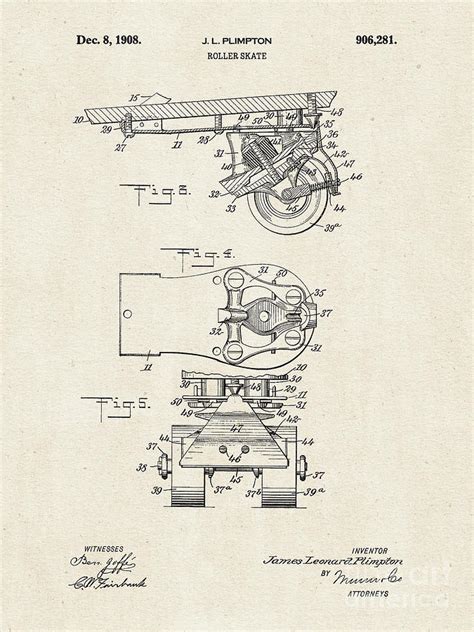 Patent Drawing Roller Skate Drawing By Daniel Coulmann