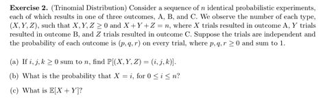 Solved Exercise 2 Trinomial Distribution Consider A