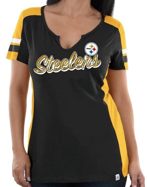 Pittsburgh Steelers Majestic Womens Pride Playing V Neck Tee Sports And Outdoors