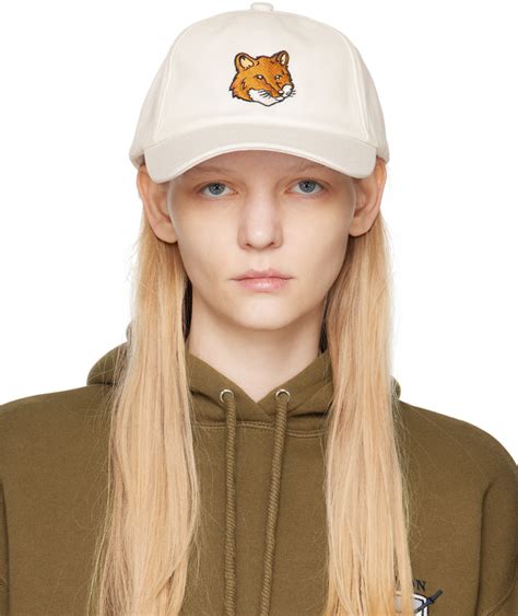 Maison Kitsun White Bold Fox Head Patch Cap Maison Kitsune