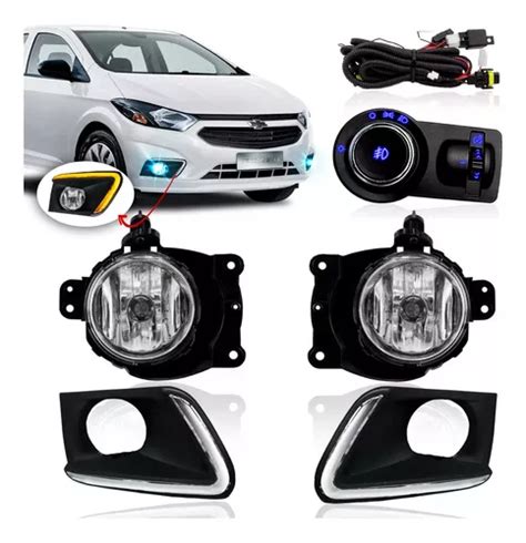 Kit Farol Milha Onix Prisma 2017 2018 2019 Moldura Daylight