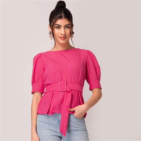 Buy Faballey Women Solid Puffed Sleeves Casual Top From Faballey At Just Inr 16000