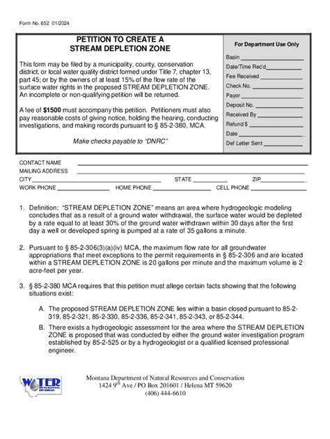 Fillable Online Dnrc Mt Petition To Create A Stream Depletion Zone Fax