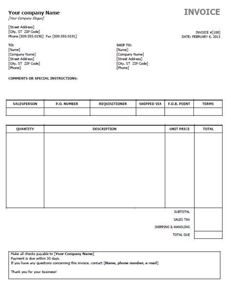 Invoice Template Australia Word Invoice Example