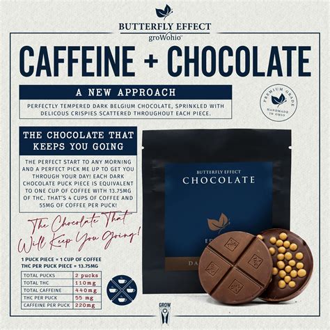 Dark Chocolate + Caffeine (2 pucks, 8 pieces; 110mg) - Butterfly Effect