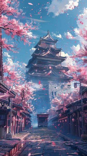 Japanese Castles Surrounded by Cherry Blossoms – Anime Vibes