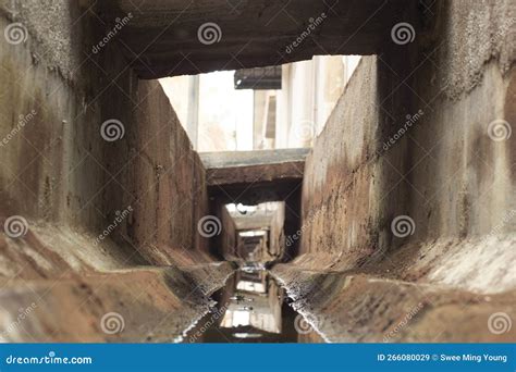 Low-angle Images of the Urban Drainage System. Stock Image - Image of footpath, dirty: 266080029