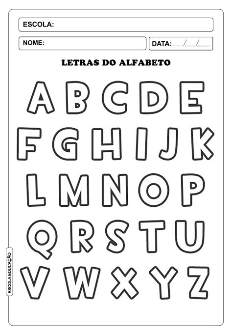 Letras do alfabeto para imprimir Escola Educação